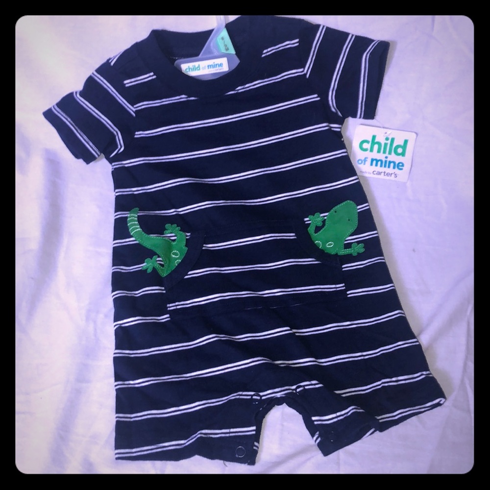Carter’s Child of Mine Striped Onesie with Lizard